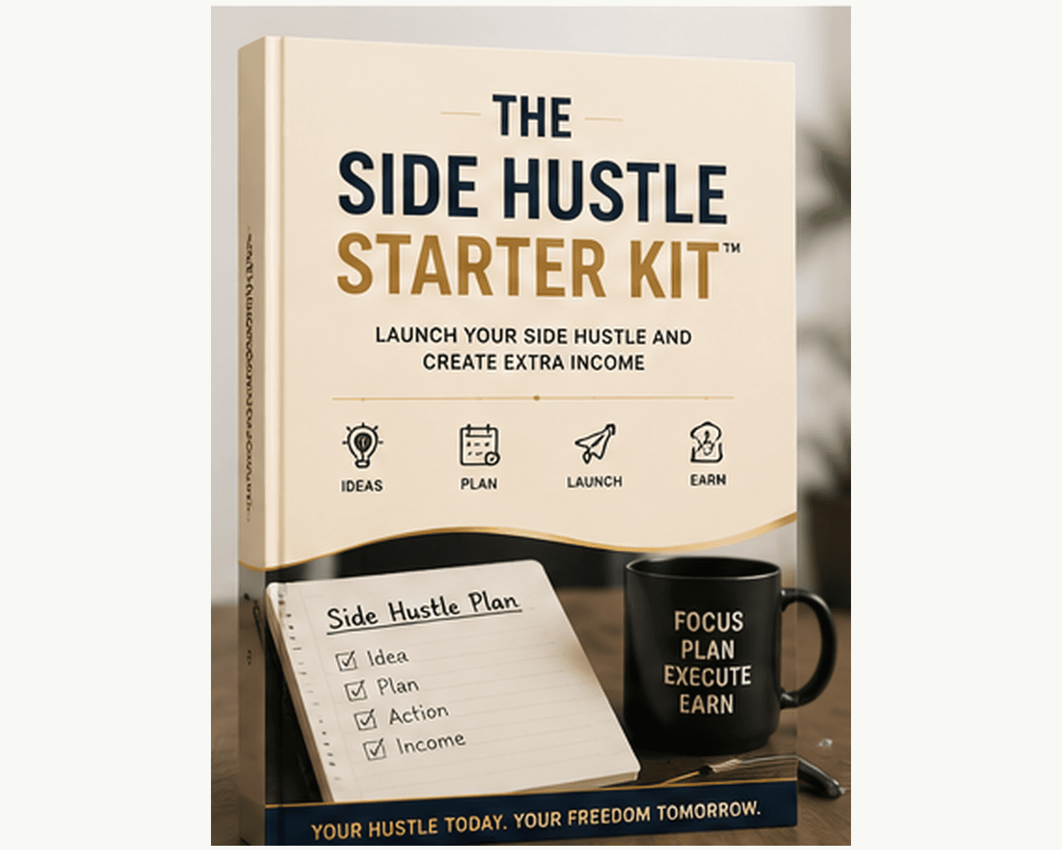 The Side Hustle Starter Kit™ — real pages from the actual product