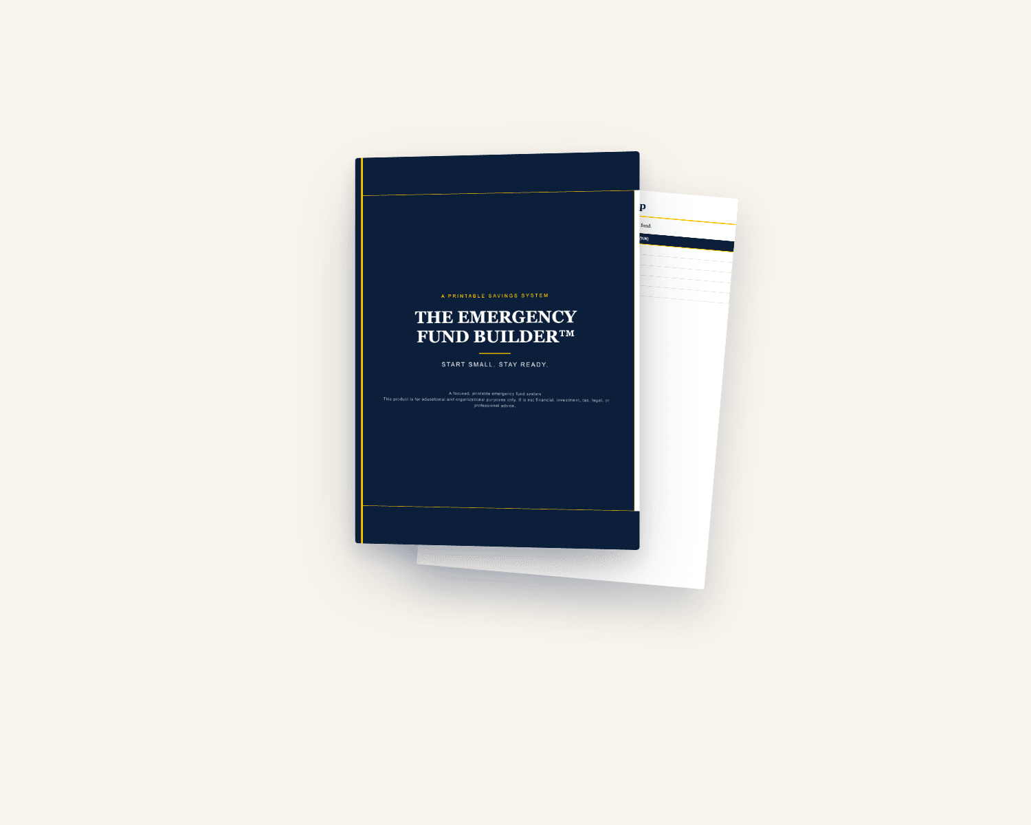 The Emergency Fund Builder™ — real pages from the actual product
